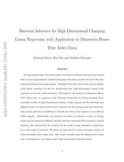 Bayesian Inference for High Dimensional Changing Linear Regression with
  Application to Minnesota House Price Index Data