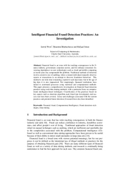 Intelligent Financial Fraud Detection Practices: An Investigation