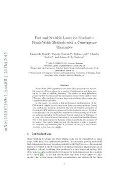 Fast and Scalable Lasso via Stochastic Frank-Wolfe Methods with a
  Convergence Guarantee