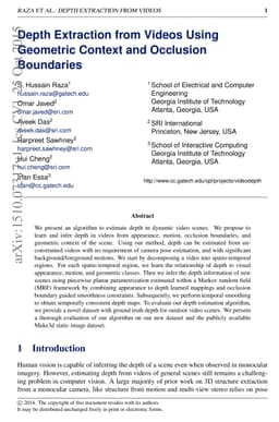 Depth Extraction from Videos Using Geometric Context and Occlusion
  Boundaries
