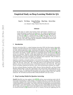 Empirical Study on Deep Learning Models for Question Answering