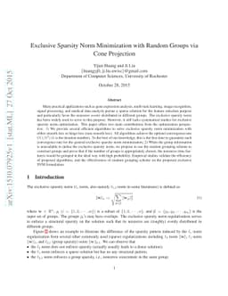 Exclusive Sparsity Norm Minimization with Random Groups via Cone
  Projection