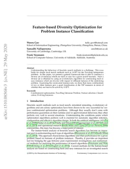 Feature-Based Diversity Optimization for Problem Instance Classification