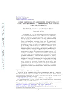 Model selection and structure specification in ultra-high dimensional
  generalised semi-varying coefficient models