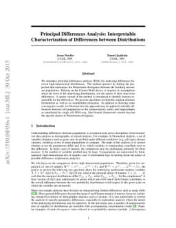Principal Differences Analysis: Interpretable Characterization of
  Differences between Distributions