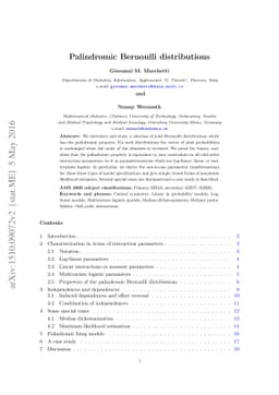 Palindromic Bernoulli distributions