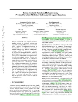Faster Stochastic Variational Inference using Proximal-Gradient Methods
  with General Divergence Functions