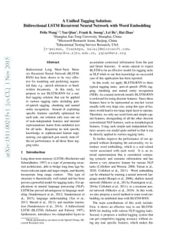 A Unified Tagging Solution: Bidirectional LSTM Recurrent Neural Network
  with Word Embedding