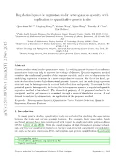 Regularized quantile regression under heterogeneous sparsity with
  application to quantitative genetic traits