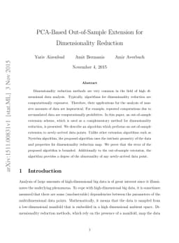 PCA-Based Out-of-Sample Extension for Dimensionality Reduction