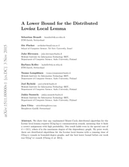 A Lower Bound for the Distributed Lovász Local Lemma