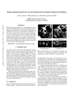 Robust Registration of Calcium Images by Learned Contrast Synthesis