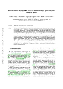 Towards a tracking algorithm based on the clustering of spatio-temporal
  clouds of points