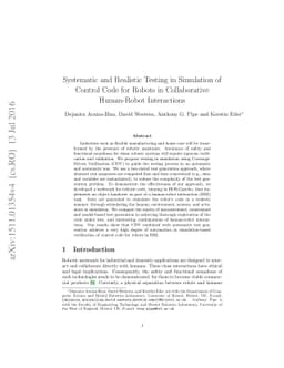 Systematic and Realistic Testing in Simulation of Control Code for
  Robots in Collaborative Human-Robot Interactions