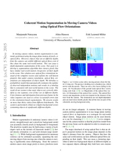 Coherent Motion Segmentation in Moving Camera Videos using Optical Flow
  Orientations