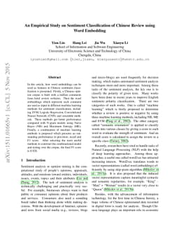 An Empirical Study on Sentiment Classification of Chinese Review using
  Word Embedding