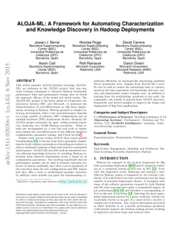 ALOJA-ML: A Framework for Automating Characterization and Knowledge
  Discovery in Hadoop Deployments
