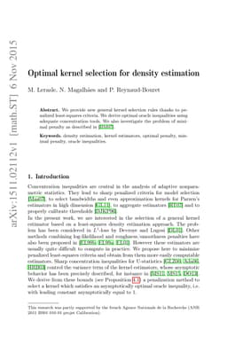 Optimal kernel selection for density estimation
