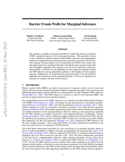 Barrier Frank-Wolfe for Marginal Inference
