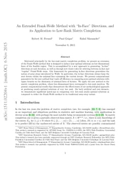 An Extended Frank-Wolfe Method with "In-Face" Directions, and its
  Application to Low-Rank Matrix Completion