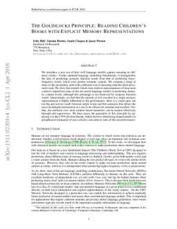 The Goldilocks Principle: Reading Children's Books with Explicit Memory
  Representations