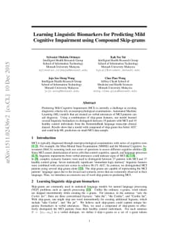 Learning Linguistic Biomarkers for Predicting Mild Cognitive Impairment
  using Compound Skip-grams