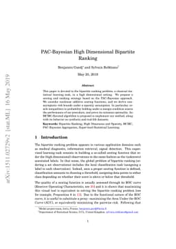 PAC-Bayesian High Dimensional Bipartite Ranking