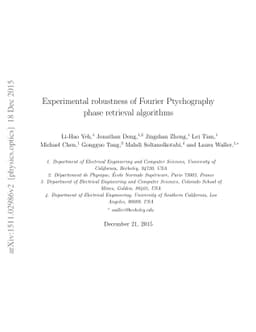 Experimental robustness of Fourier Ptychography phase retrieval
  algorithms