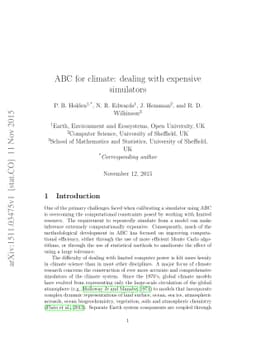 ABC for climate: dealing with expensive simulators