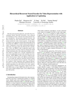 Hierarchical Recurrent Neural Encoder for Video Representation with
  Application to Captioning