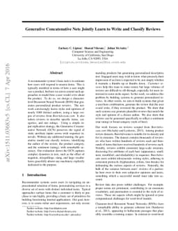 Generative Concatenative Nets Jointly Learn to Write and Classify
  Reviews