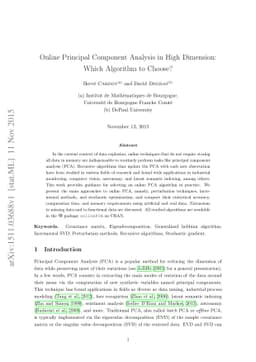 Online Principal Component Analysis in High Dimension: Which Algorithm
  to Choose?