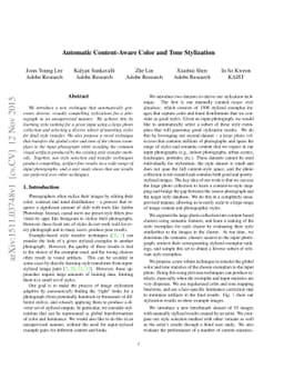 Automatic Content-Aware Color and Tone Stylization