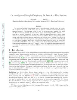 On the Optimal Sample Complexity for Best Arm Identification