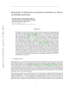 Sequence to Sequence Learning for Optical Character Recognition