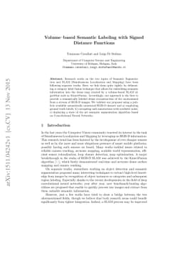 Volume-based Semantic Labeling with Signed Distance Functions