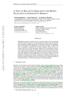 A Test of Relative Similarity For Model Selection in Generative Models