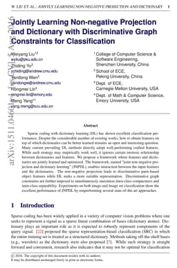 Jointly Learning Non-negative Projection and Dictionary with
  Discriminative Graph Constraints for Classification
