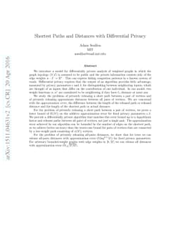 Shortest Paths and Distances with Differential Privacy