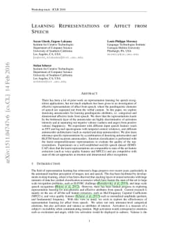 Learning Representations of Affect from Speech
