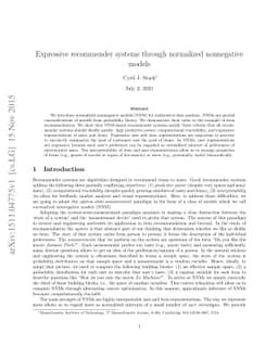 Expressive recommender systems through normalized nonnegative models