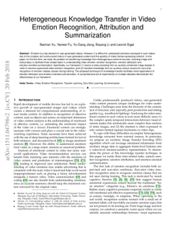 Heterogeneous Knowledge Transfer in Video Emotion Recognition,
  Attribution and Summarization