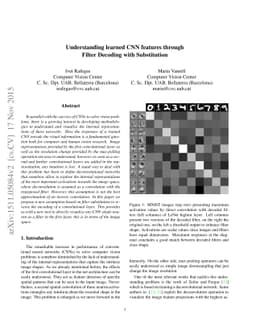 Understanding learned CNN features through Filter Decoding with
  Substitution
