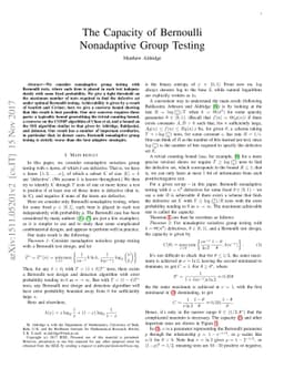 The capacity of Bernoulli nonadaptive group testing
