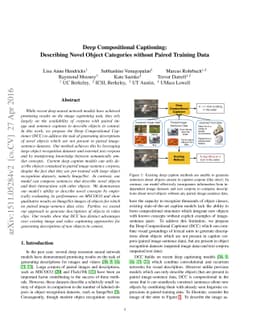 Deep Compositional Captioning: Describing Novel Object Categories
  without Paired Training Data