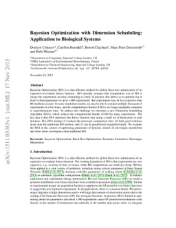 Bayesian Optimization with Dimension Scheduling: Application to
  Biological Systems