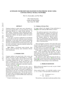 Automatic Instrument Recognition in Polyphonic Music Using Convolutional
  Neural Networks
