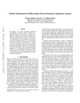 Wishart Mechanism for Differentially Private Principal Components
  Analysis