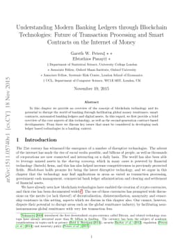 Understanding Modern Banking Ledgers through Blockchain Technologies:
  Future of Transaction Processing and Smart Contracts on the Internet of Money