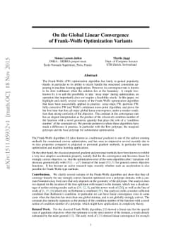 On the Global Linear Convergence of Frank-Wolfe Optimization Variants